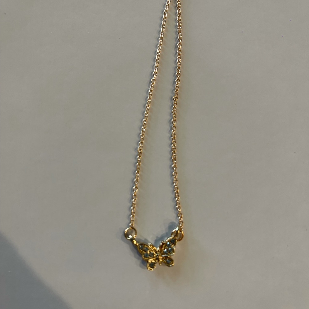 Dainty gold color butterfly necklace